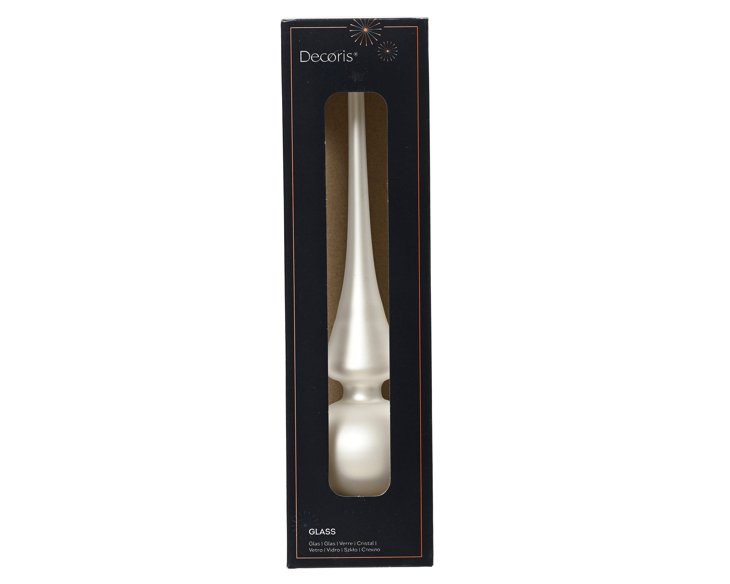 Kaemingk Christbaumspitze, Christbaumspitze Glas 26cm winterweiß matt
