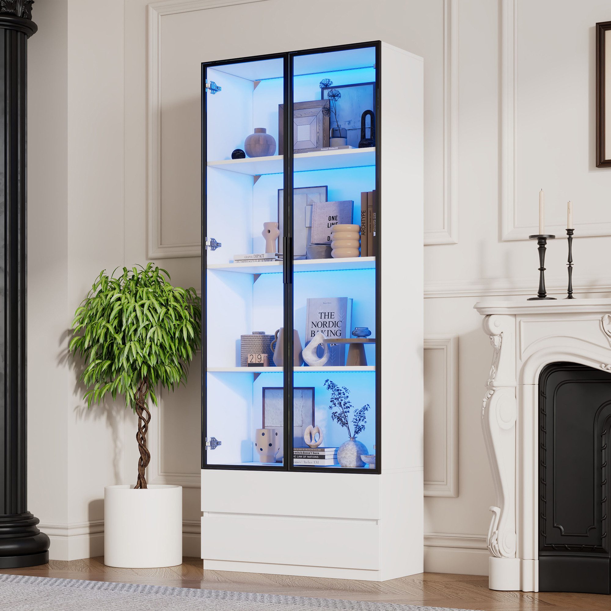 REDOM Vitrine mit App-gesteuerter LED-Beleuchtung (Bücherregal, günstig online kaufen