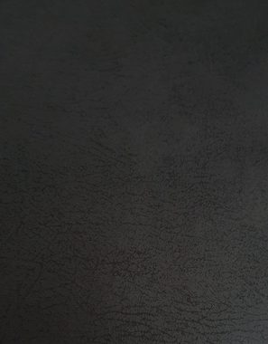 luma-home Ohrensessel 18007 (mit Hocker und Zierkissen, Wellenunterfederung, mit Echtholzfüßen), Lesesessel mit Mikrofaserstoff in Leder-Optik Vintage Schwarz