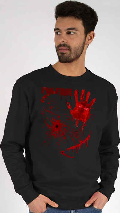 Shirtracer Sweatshirt Blutige Hände Blutspritzer Blut Blutflecken Gruselig Horror Killer - I (1-tlg) Halloween Kostüme Herren