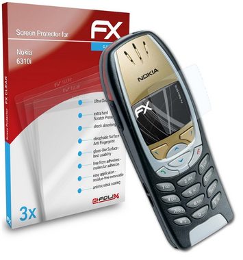atFoliX Schutzfolie Displayschutz für Nokia 6310i, (3 Folien), Ultraklar und hartbeschichtet