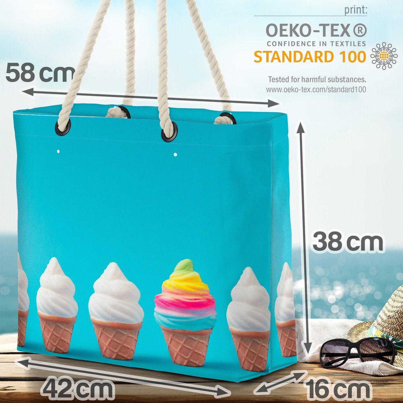 Pool Beach Tüte Eis Bag (1-tlg), Ferien Geburt Küche Softeis Eistüte Sommer Strandtasche VOID Essen Sonne