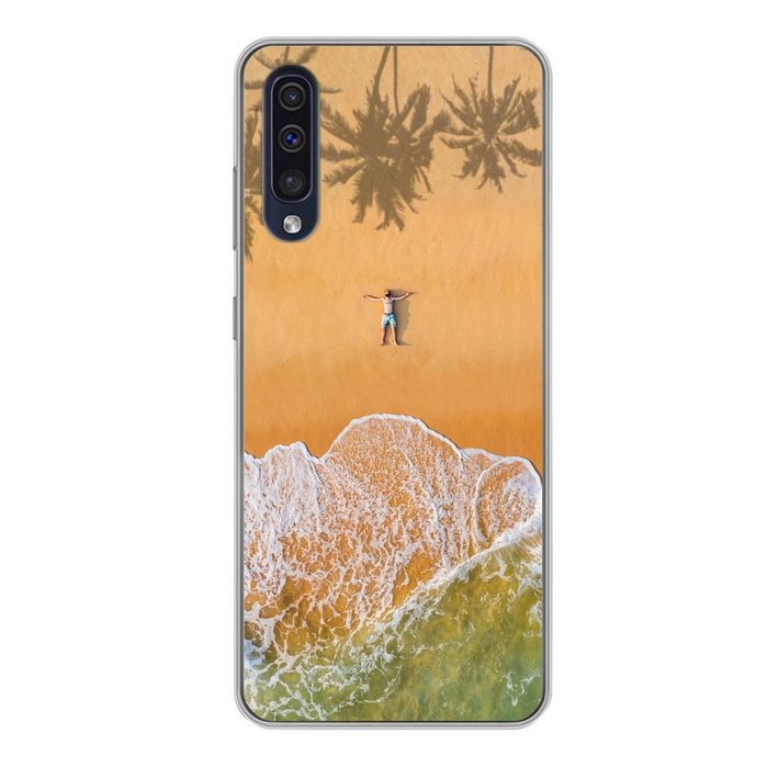 MuchoWow Handyhülle Strand - Schatten - Palme Handyhülle Samsung Galaxy A50 Smartphone-Bumper Print Handy