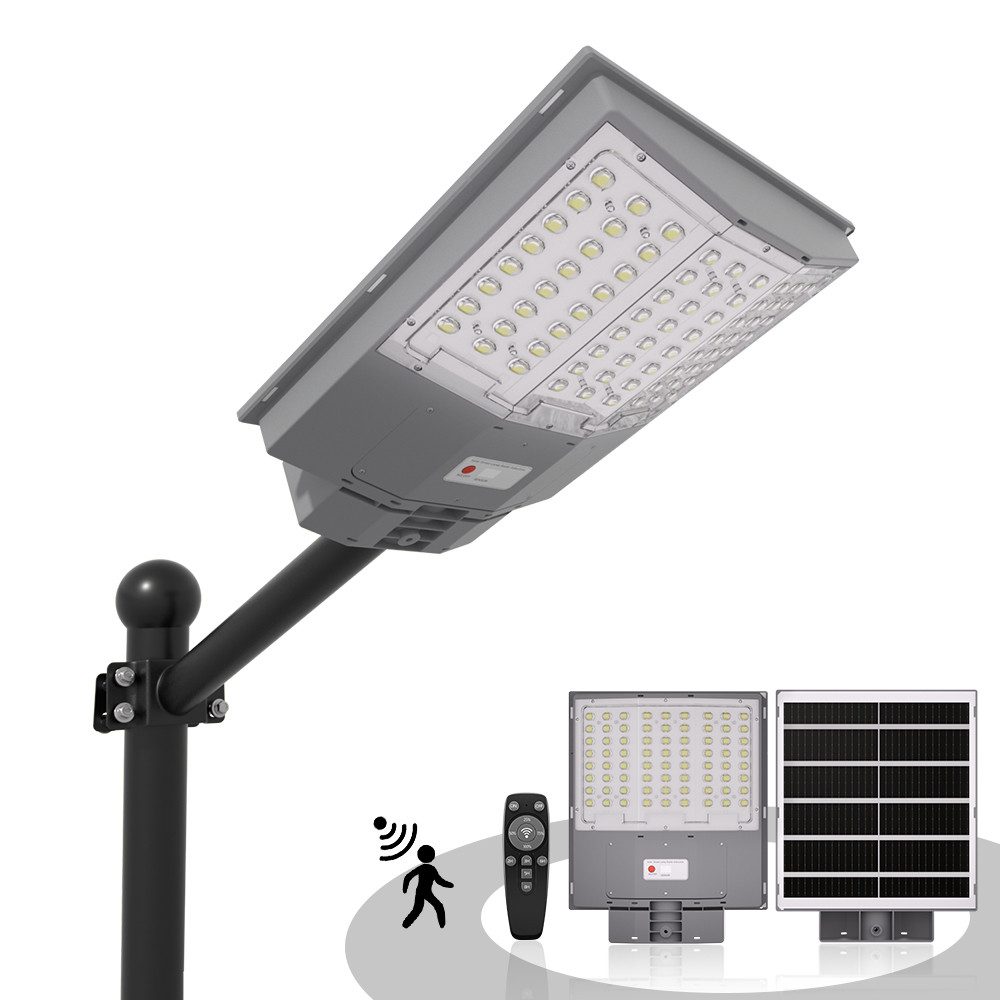 GLIESE LED Solarleuchte LED Straßenlampe mit Daemmerungssensor, mit Fernbedienung, 1000W, LED, Tageslichtweiß, Wasserdicht IP65 für Parkplatz, Garten, Hof, Straße, Rasen