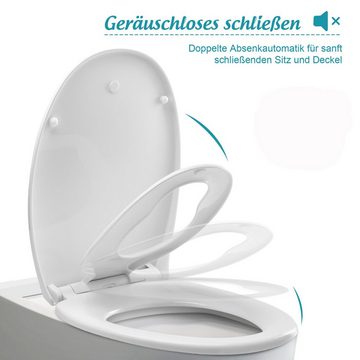 Homewit WC-Sitz Familien Toilettendeckel, Mit abnehmbare Kindersitz, Magnet-Anschluss (Komplett-Set), mit Absenkautomatik, Softclose