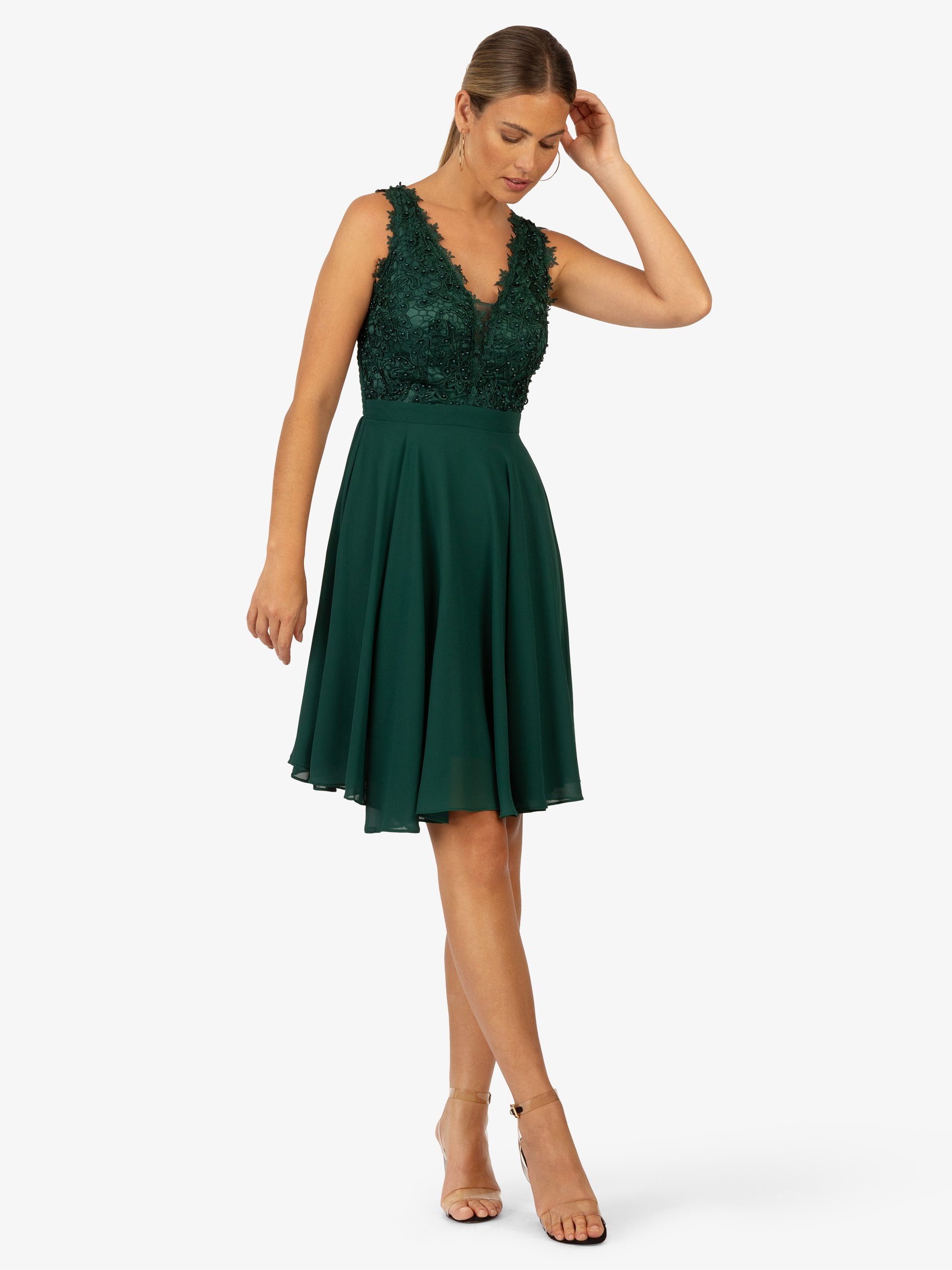 Cocktailkleid emerald zartem Kraimod Chiffon aus mit Rockpart weitem