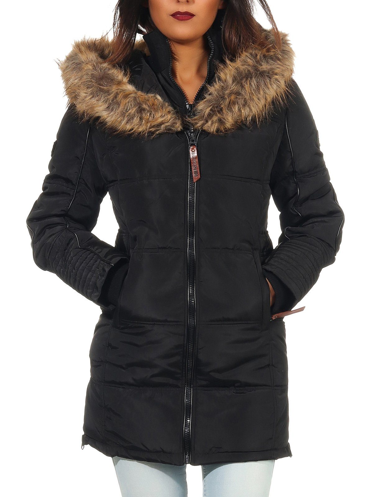 Geographical Norway Winterjacke Damen G-Blustery by leyoley mit Fleece gefütterte Taschen