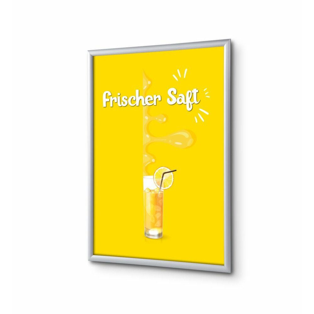 Showdown Displays Hängevitrine A4 - Komplett-Set - Frischer Saft Deutsch - Gelb/Silber (1-St)