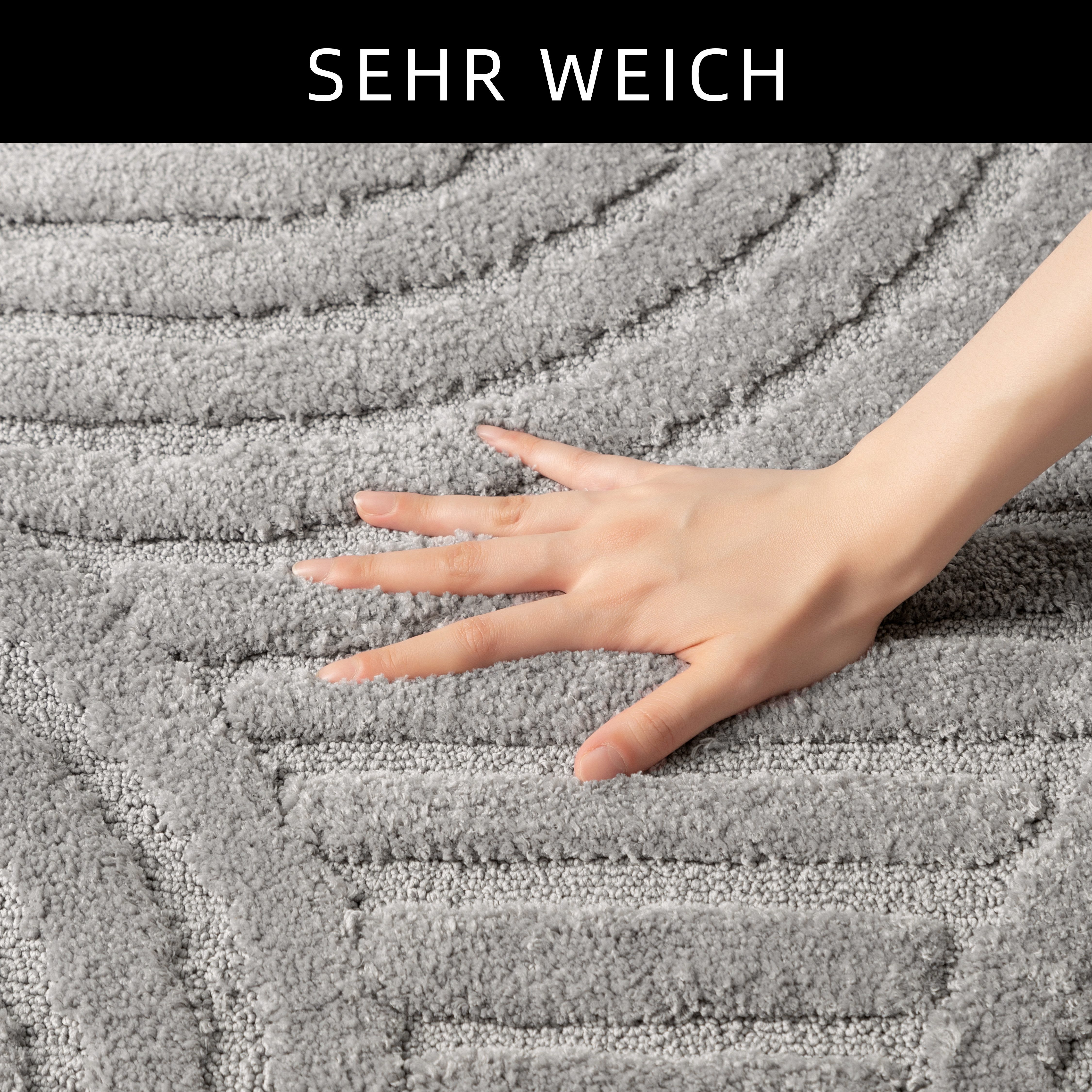 OTTO home Badematte Regona Scandi, Badvorleger, Badezimmer Teppich, Duschvorleger, Höhe 10 mm, rutschhemmend beschichtet, strapazierfähig, Polyester, rechteckig – Bild 4 von 5