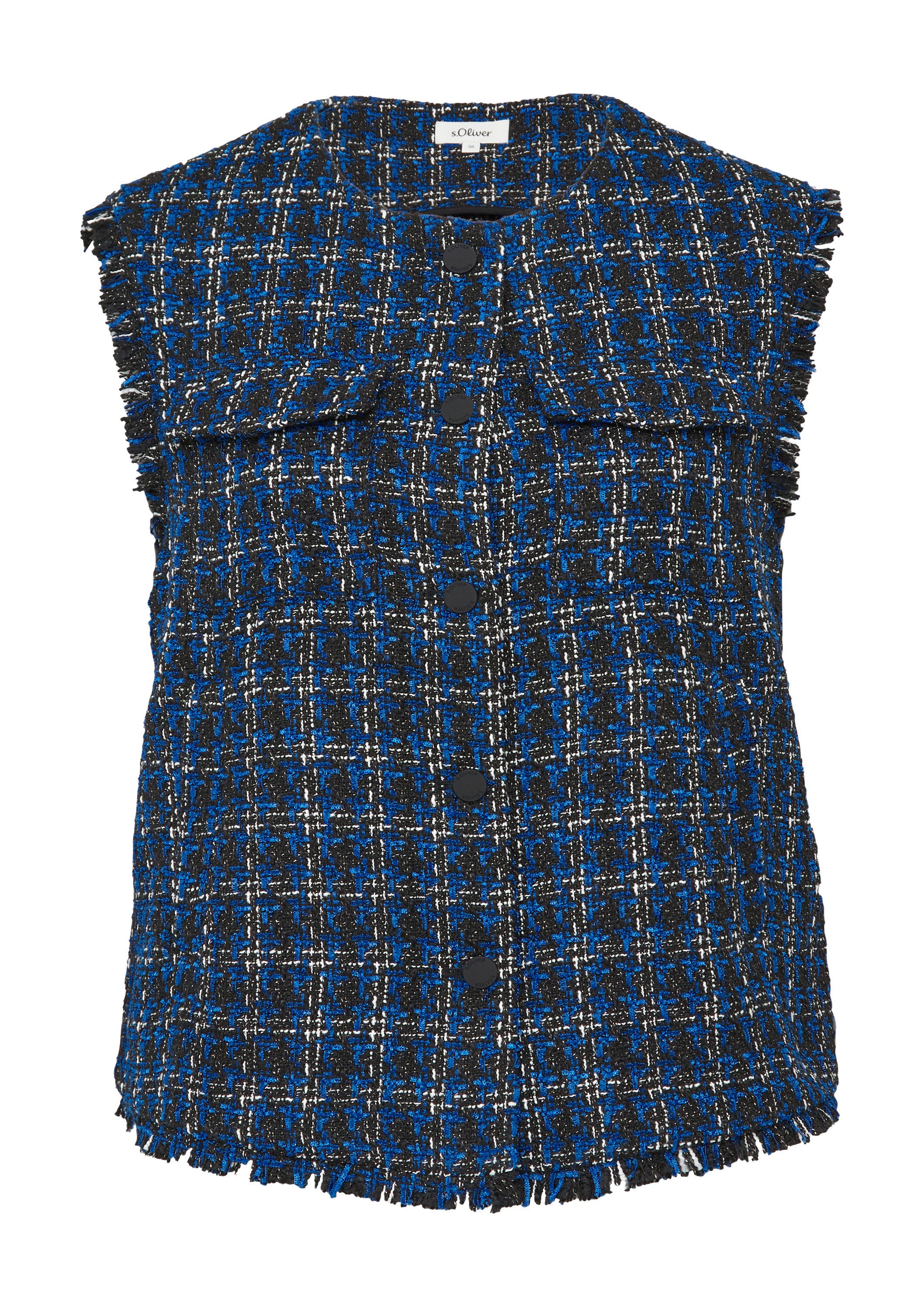 s.Oliver Funktionsweste Indoor-Weste Bouclé-Weste mit Fransen und Brusttaschen