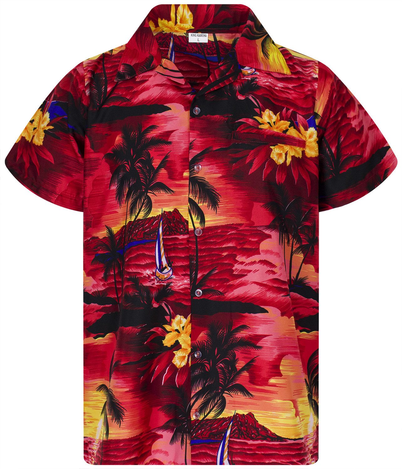 King Kameha Hawaiihemd Surf Funky Hawaii-Hemd Herren Kurzarm Front-Tasche S günstig online kaufen