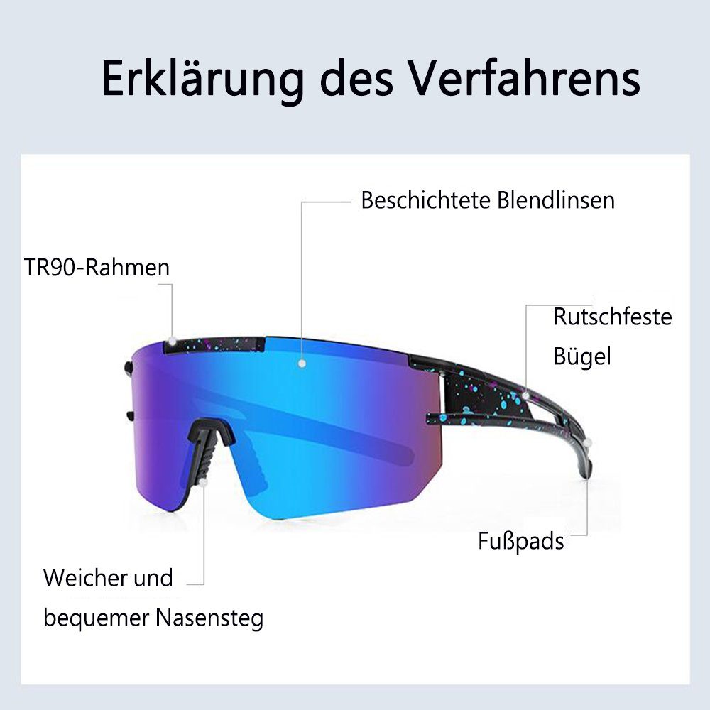 Fahrradbrille Herren Damen Polarisierte Sonnenbrille, UV 400 Schutz Sonnenbrille GelldG