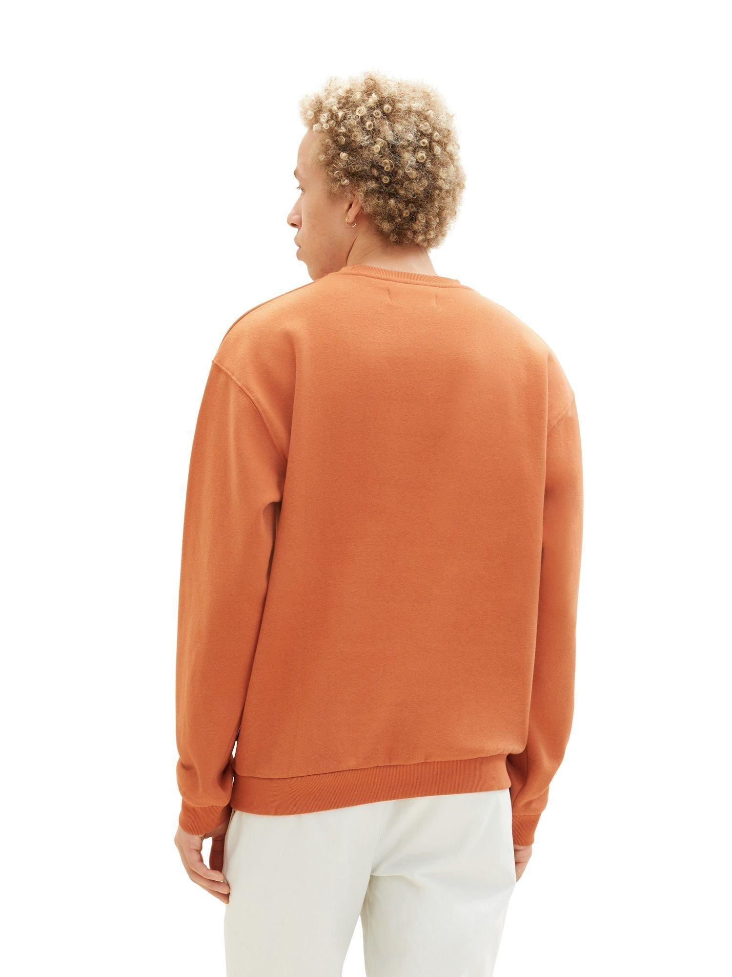 TOM TAILOR Sweatshirt orange ohne Sweatshirt Kapuze Pullover kleinem (1-tlg) mit