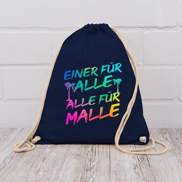 Shirtracer Turnbeutel Malle für Alle - Einer für alle Alle für Malle, Sommerurlaub Tasche