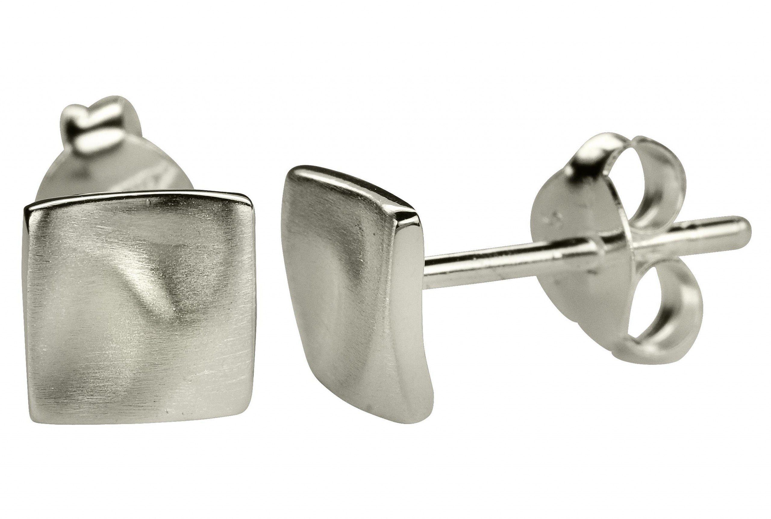 SILBERMOOS Paar Ohrstecker Ohrstecker "Kleines Gewelltes Quadrat", 925 Sterling Silber