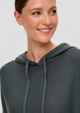 s.Oliver Strickpullover Strick-Hoodie aus Baumwollmix Durchzugkordel