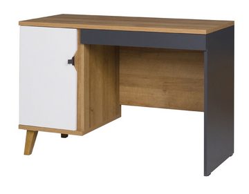 Furnix Schreibtisch MEMIS 110 cm PC-Tisch aus Holz mit Schublade Eiche Gold, B110 x H75 x T50 cm