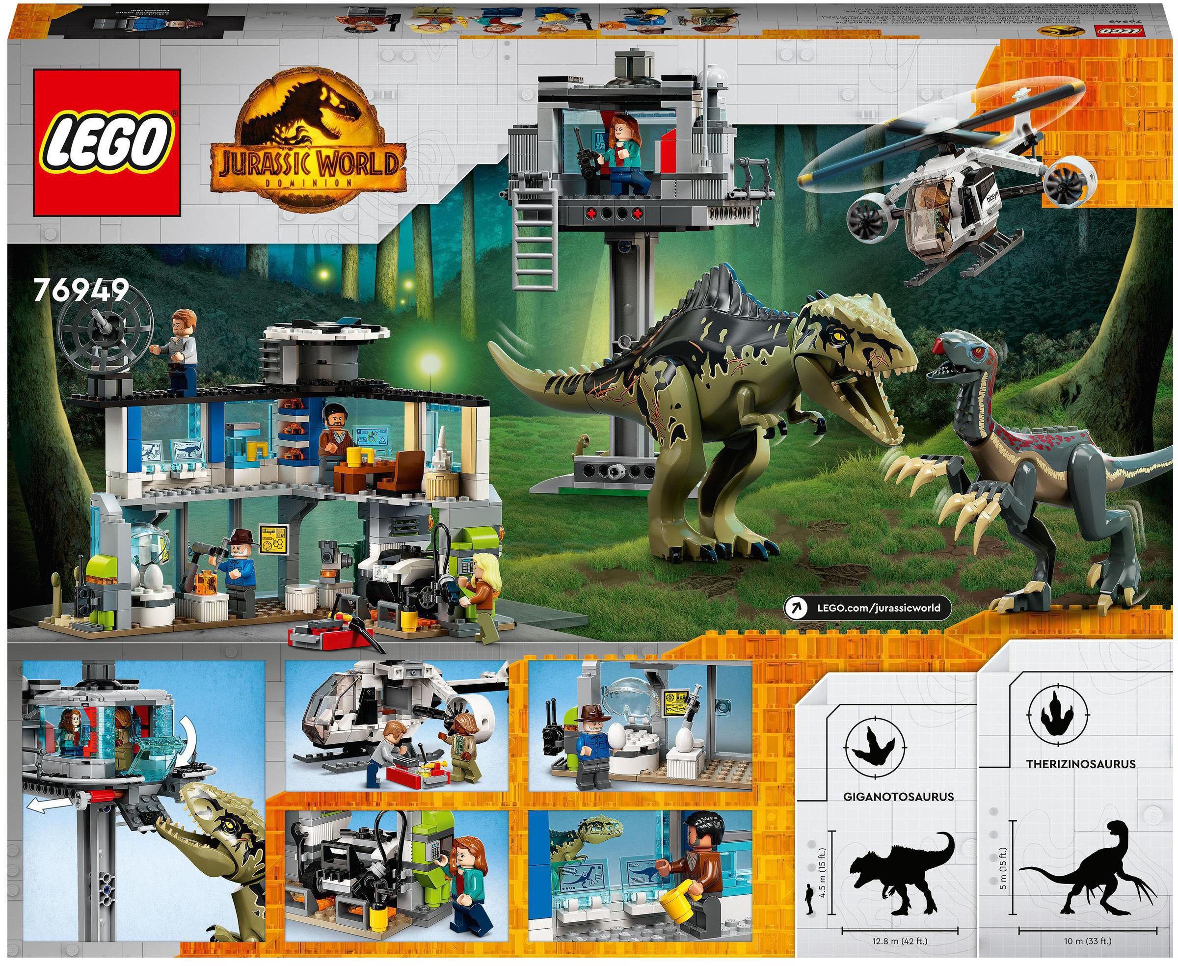 Konstruktionsspielsteine Therizinosaurus Angriff Europe LEGO® in & (76949), World, LEGO® St), Giganotosaurus (810 Jurassic Made