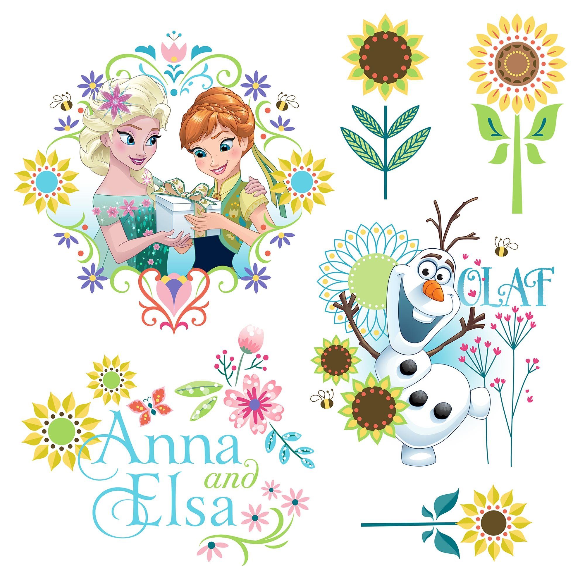 Komar Fensterbild Disney Fenstersticker - Frozen Flower - Größe 31 x 31 cm, 2 Bogen, Selbsthaftende Adhäsionsfolie.