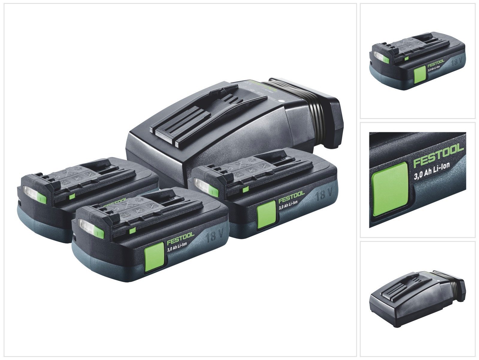 FESTOOL Energie Set 3x BP 18 Li 3,0 C Akku 18 V 3,0 Ah / 3000 mAh Li-Ion (3x Akkupacks
