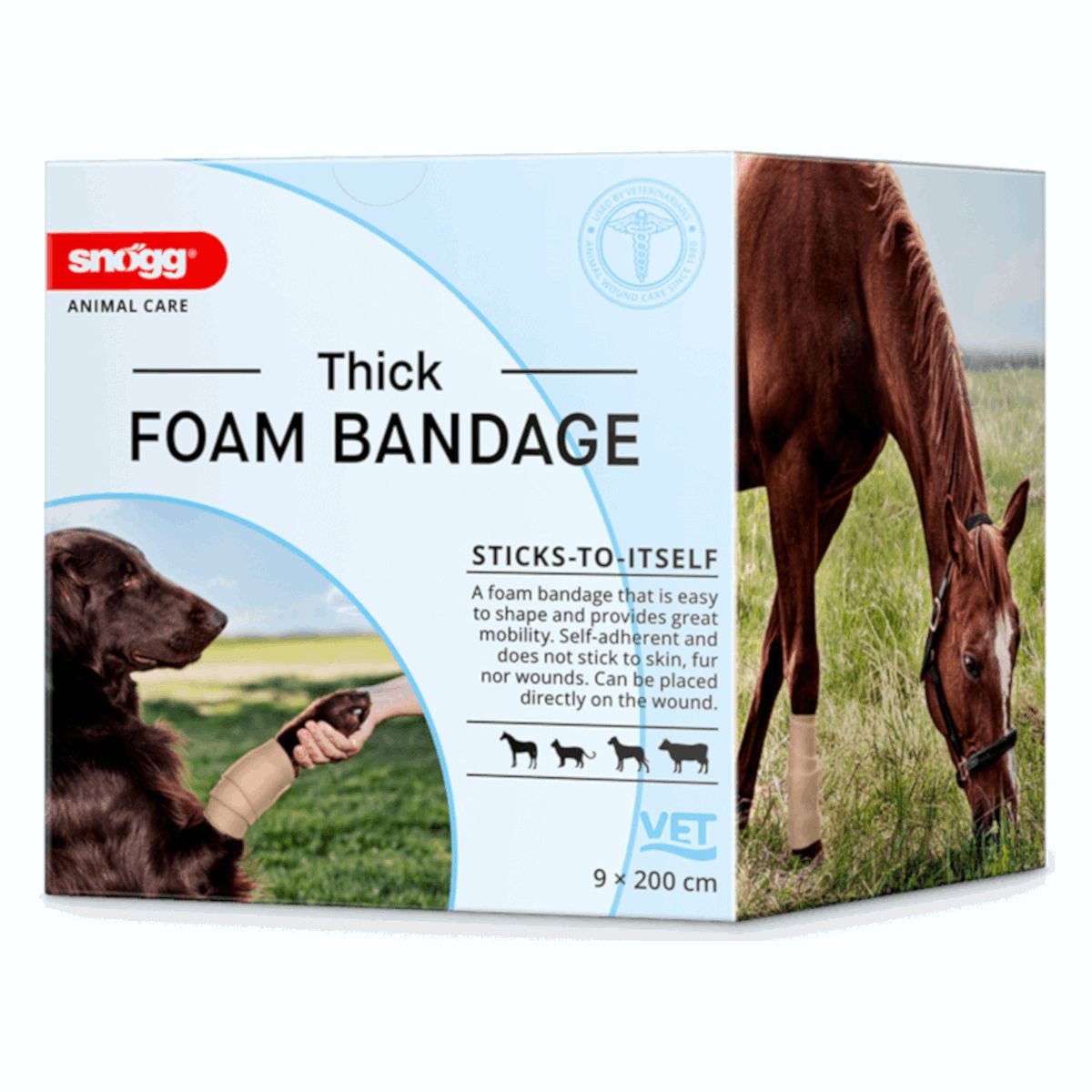 Snögg Gips-und Verbandschutz Animal Care Thick Foam Bandage, 9 x 200 cm, Selbstklebender Verband...