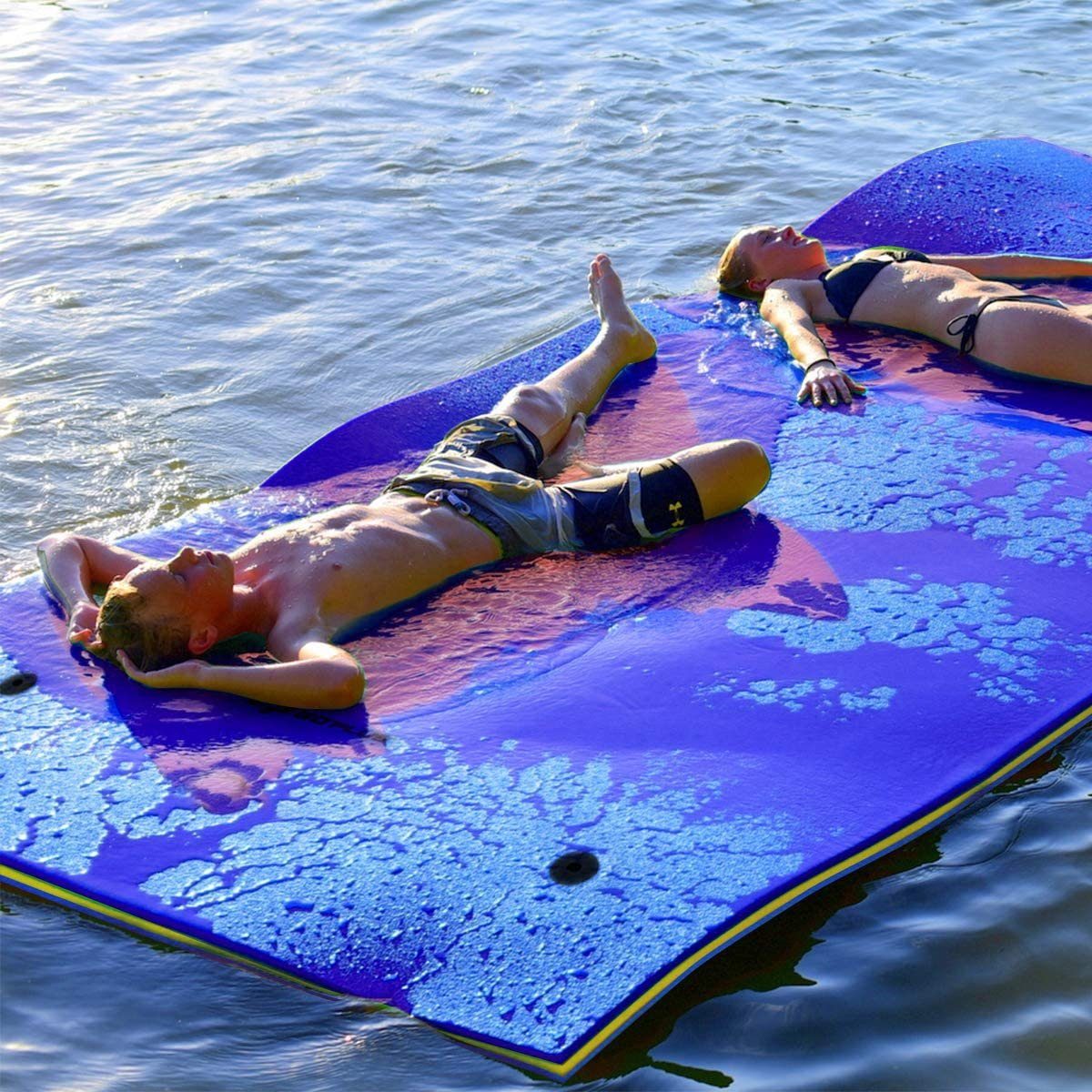 COSTWAY Hängematte Blau Schwimminsel, Tragkraft Schwimmmatte, 300kg