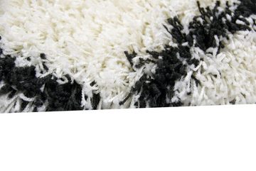 Hochflor-Teppich Shaggy Wohnzimmerteppich Hochflor Langflor Rautenmuster in Creme Schwarz, Teppich-Traum, rechteckig, Höhe: 40 mm
