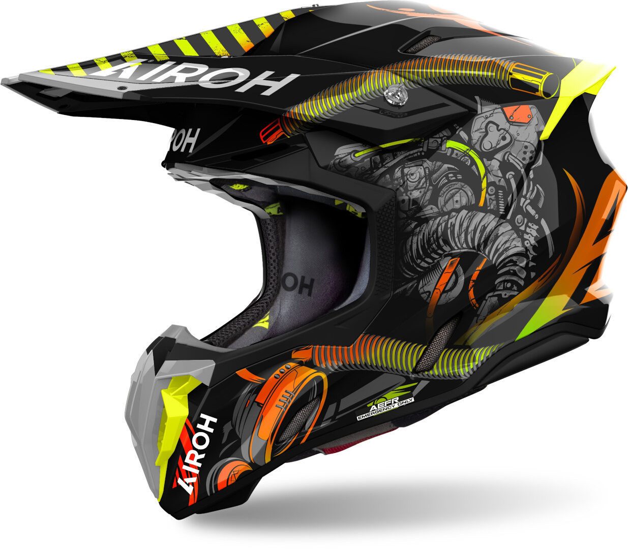 Airoh Motocrosshelm Twist 3 Toxic Motocross Helm, vorbereitet für Kommunikationssystem,Notfallsystem-Polsterung (EQ