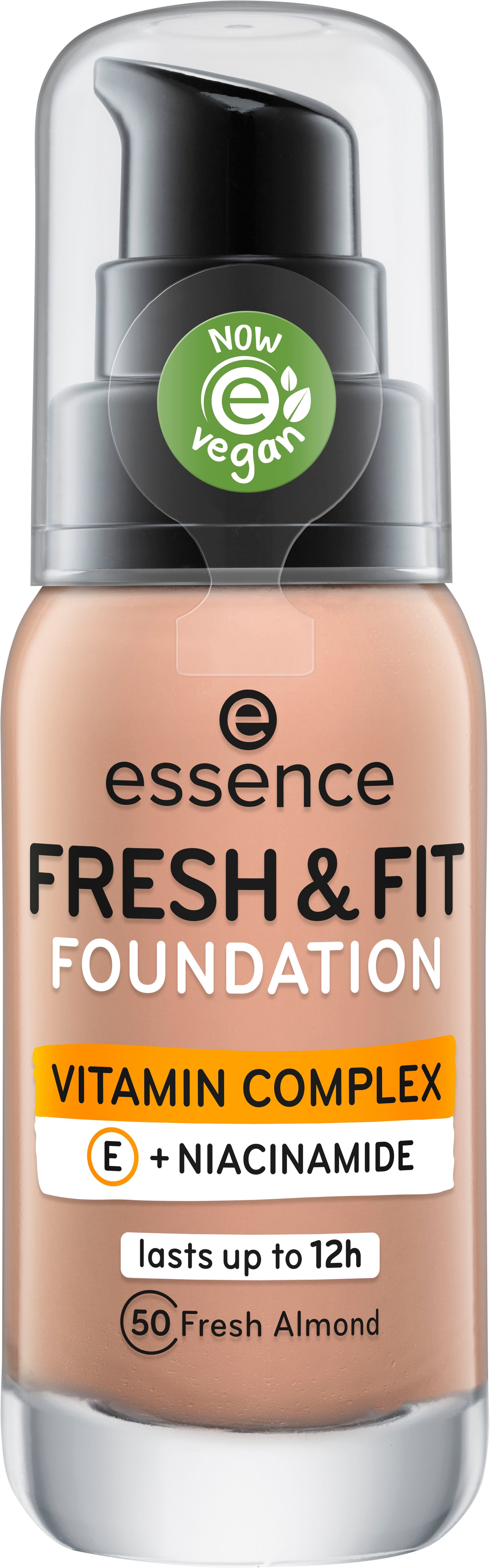 3-tlg. FOUNDATION, fresh Foundation Essence FRESH almond FIT &