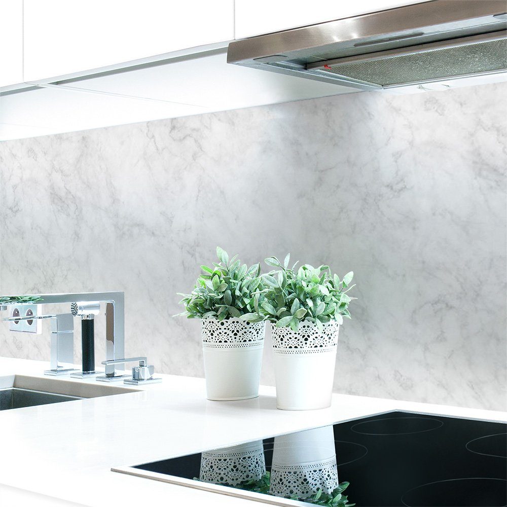 DRUCK-EXPERT Küchenrückwand Küchenrückwand Marmor Weiß Premium Hart-PVC 0,4  mm selbstklebend