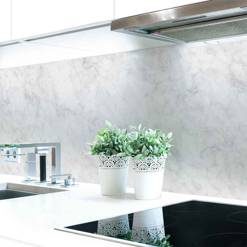 DRUCK-EXPERT Küchenrückwand »Küchenrückwand Marmor Weiß Premium Hart-PVC 0,4 mm selbstklebend«
