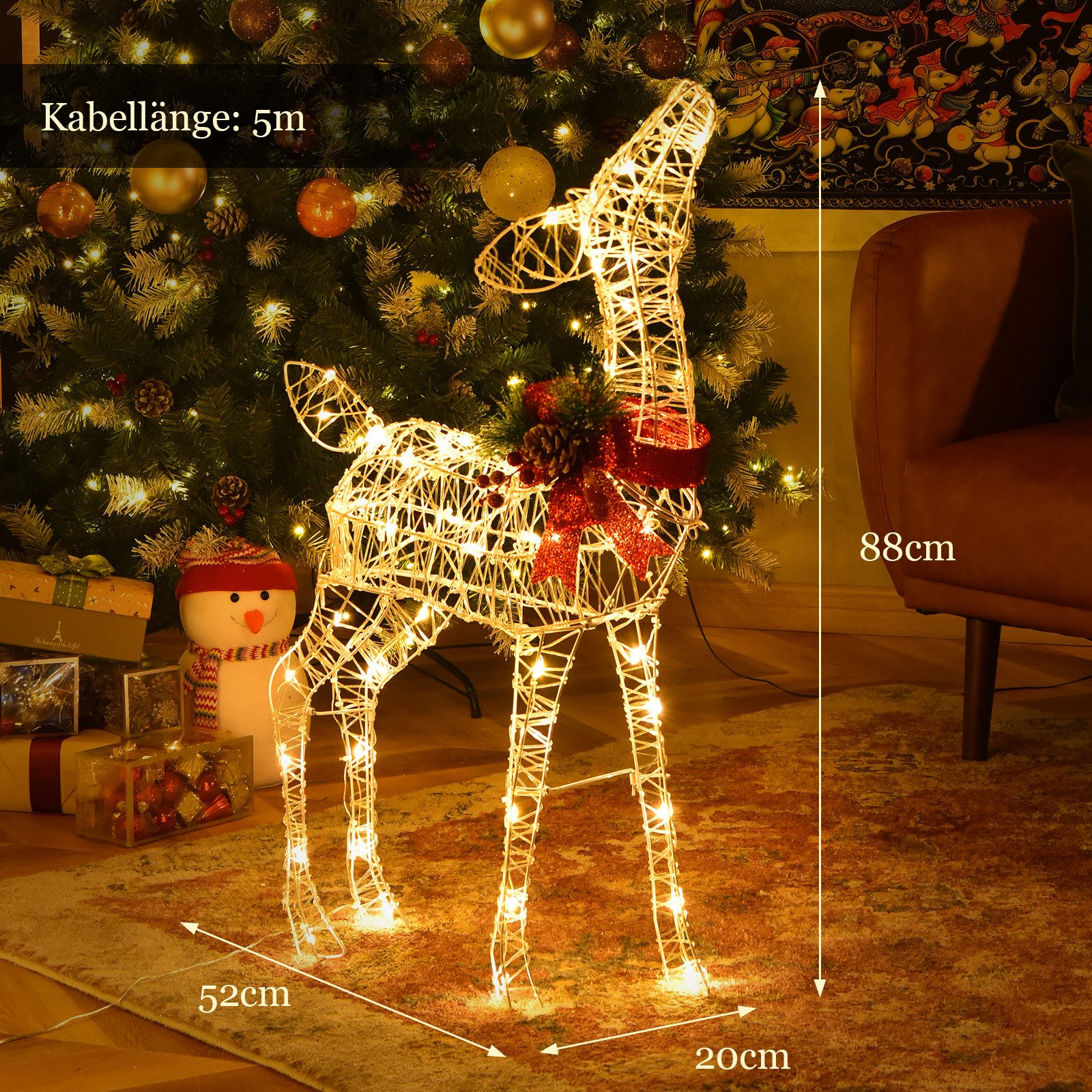 COSTWAY Weihnachtsfigur, LED-Rentier Weihnachtsdeko mit 50 günstig online kaufen
