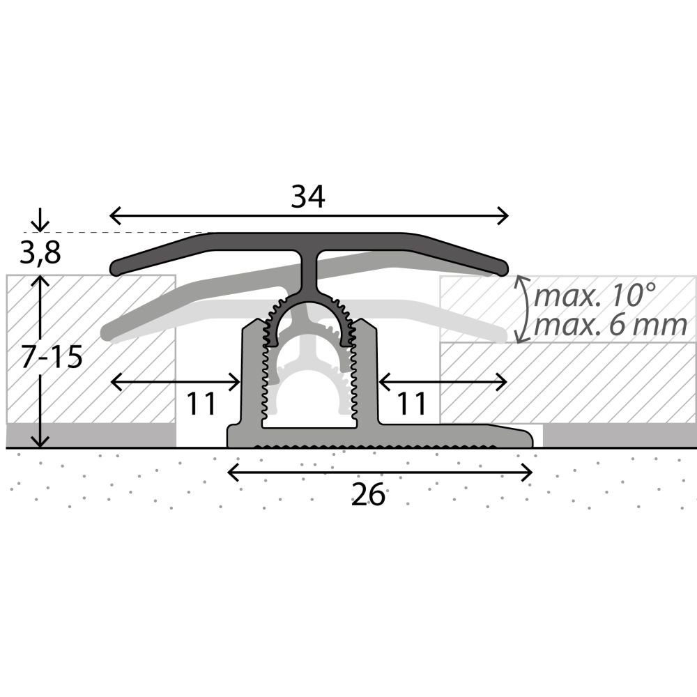 prinz Übergangsprofil Prinz Profi-Tec Master Übergangsprofil Nr. 303 Edelstahl gebürstet