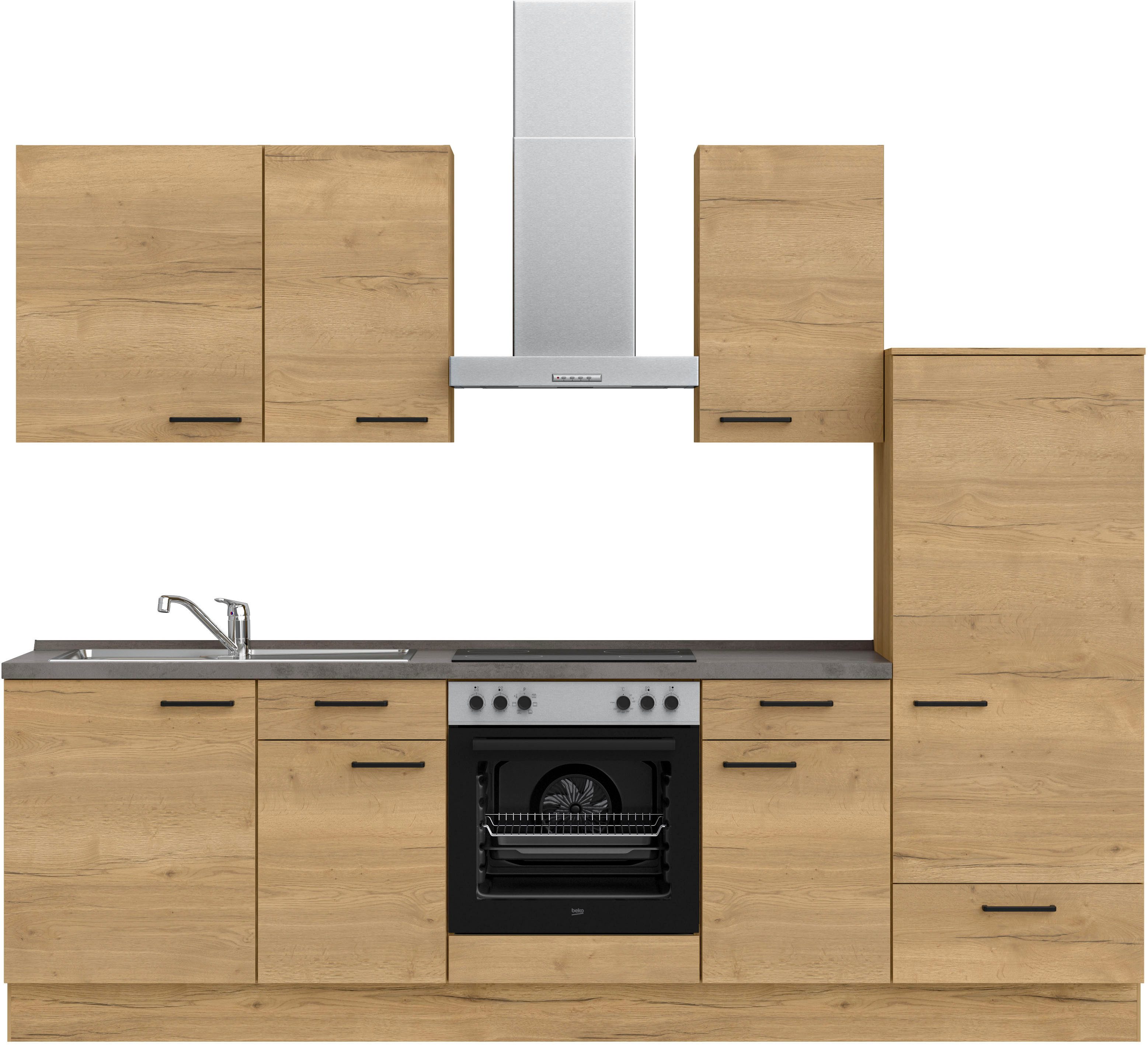 nobilia® Küchenzeile "Structura I", NEU: individuell anpassbar mit gratis Profi-Beratung, vormontiert, Breite 270 cm, Ausrichtung wählbar, wahlw. mit E-Geräten