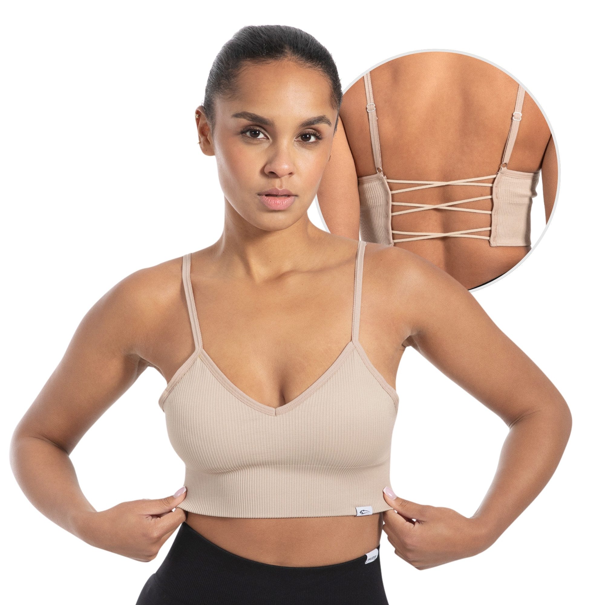 Smilodox Sport-BH Alma, Shaped Fit Yoga Bra, mit herausnehmbaren Cups V-Ausschnitt, Blickdicht, Ohne Bügel, Verstellbare Träger Sport Top