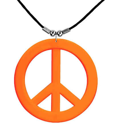 Widmann S.r.l. Kostüm Hippie Halskette 'Peace', Neon Orange - Schmuck 7