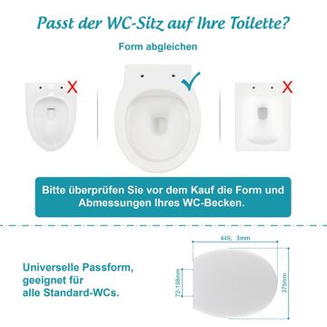 Homewit WC-Sitz Toilettendeckel WC Sitz mit Quick-Release-Funktion und Absenkautomatik (Set, 1-St., O-Form WC Deckel mit verstellbarem Scharnieren), Aus Harnstoff-Formaldehyd-Harzmaterial, Weiß