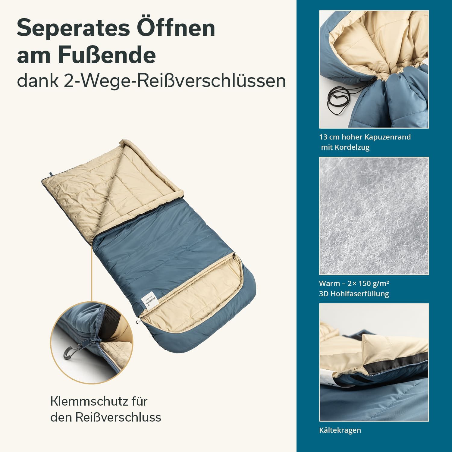 Skandika Deckenschlafsack für Erwachsene, Oppdal 190, 3 Jahreszeiten, bis 7 günstig online kaufen