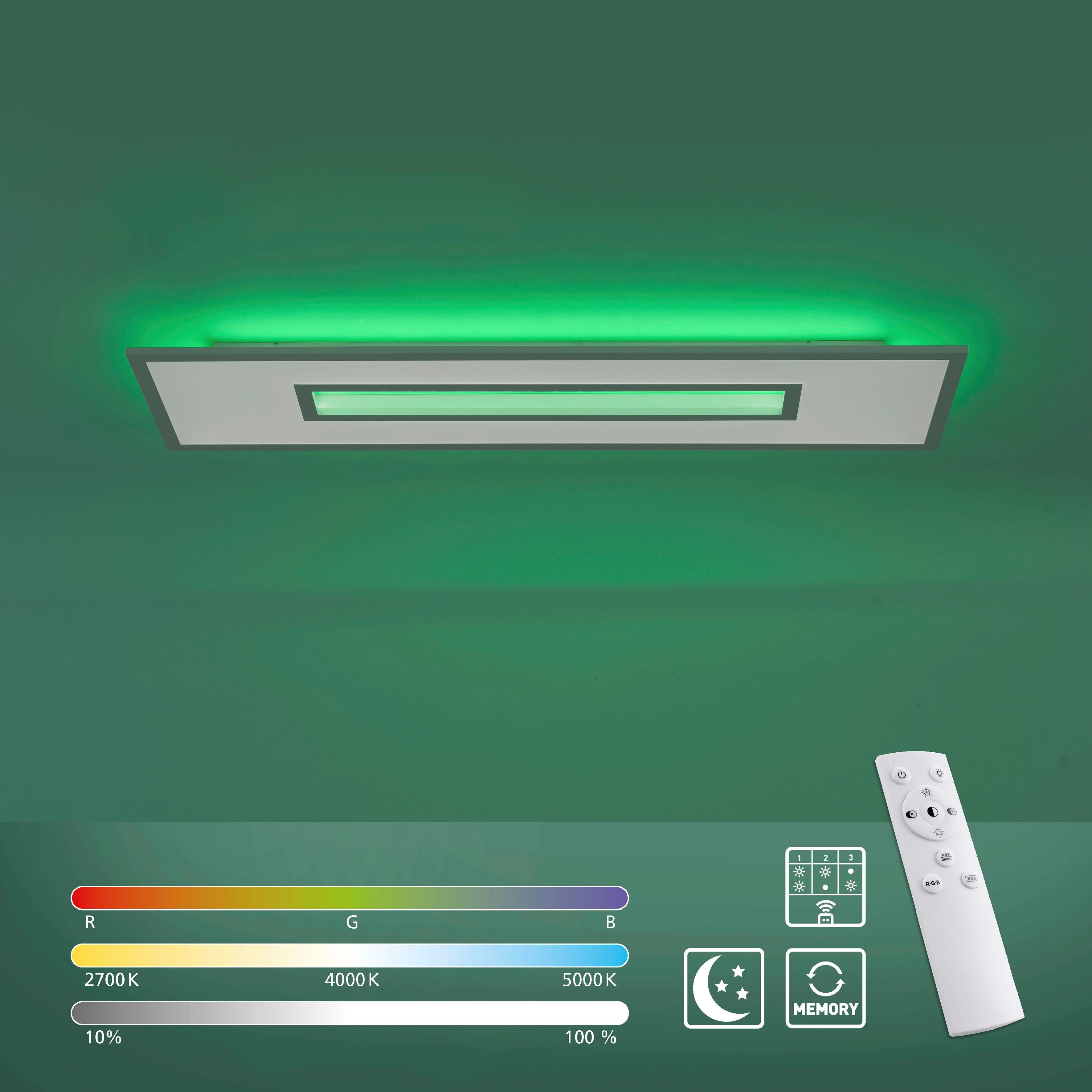 JUST LIGHT LED Deckenleuchte integriert, über dimmbar LED kaltweiß, warmweiß Dimmfunktion, RECESS, - fest Fernbedienung