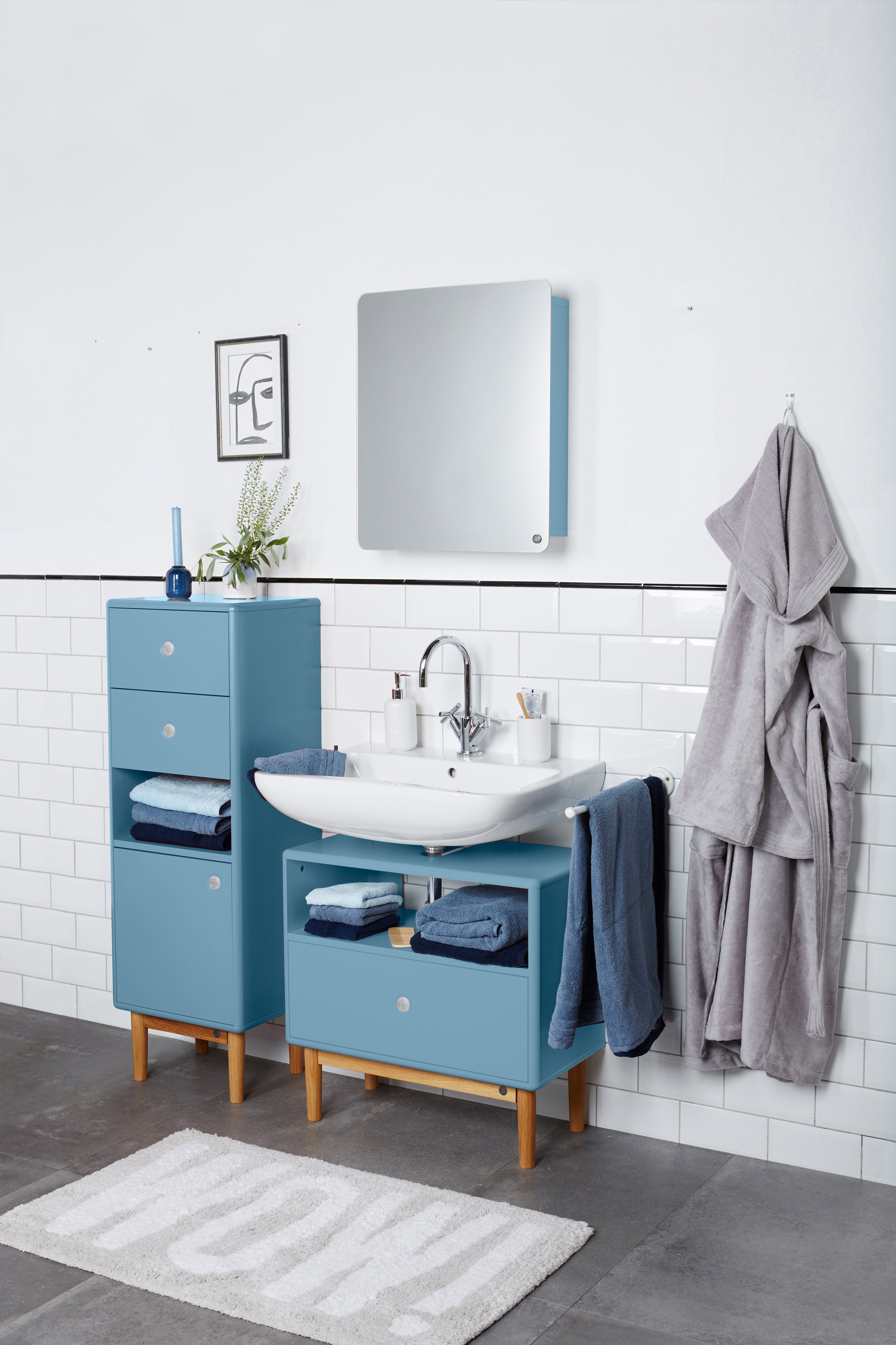 TOM TAILOR HOME Badspiegel COLOR Stauraum, mit Mirror Small - seidenmatt gerundeten lackiert mit - aus Ecken, Tür Dove030 in vielen mit Tür BATH MDF Farben