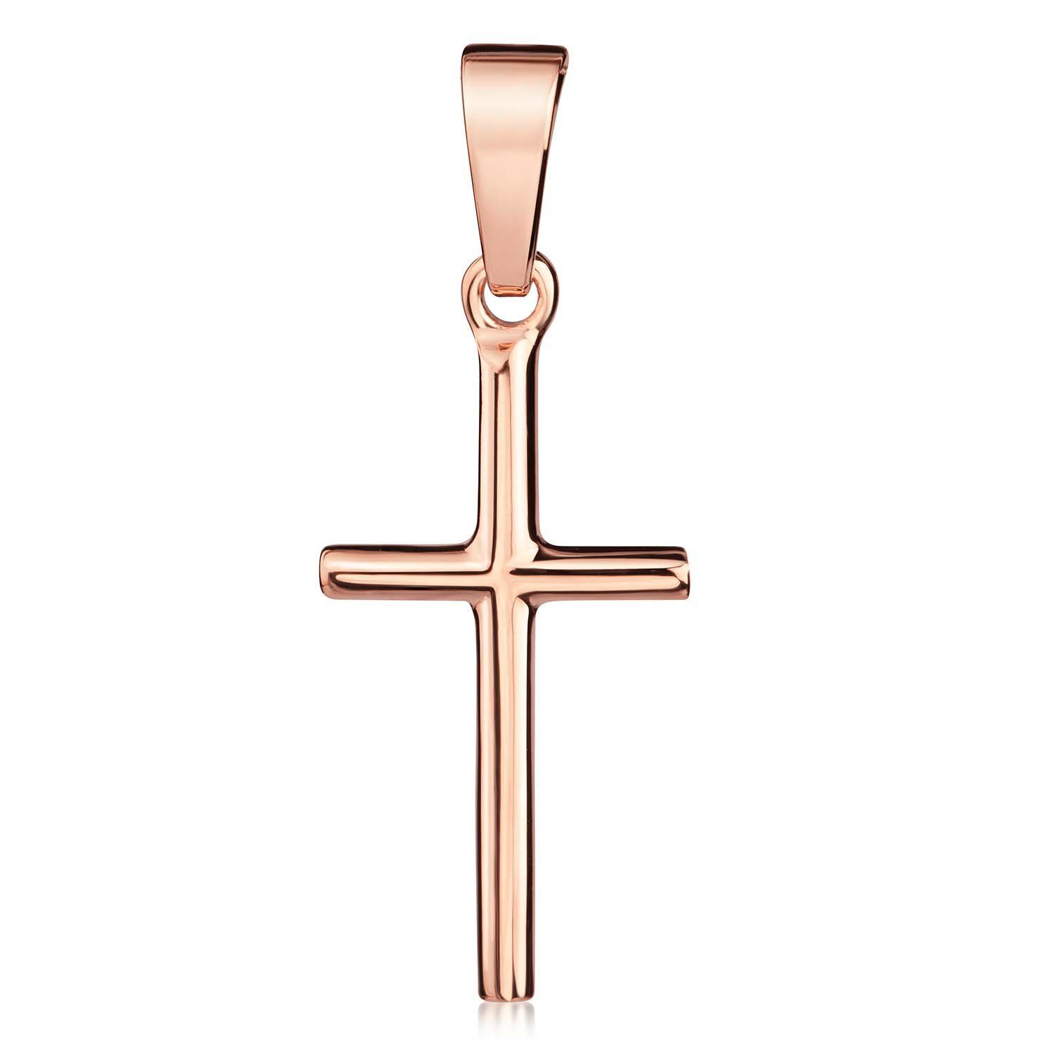 Materia Kreuzanhänger Damen Rosegold Kreuz Religion klein filigran KA-305, 925 Sterling Silber, vergoldet