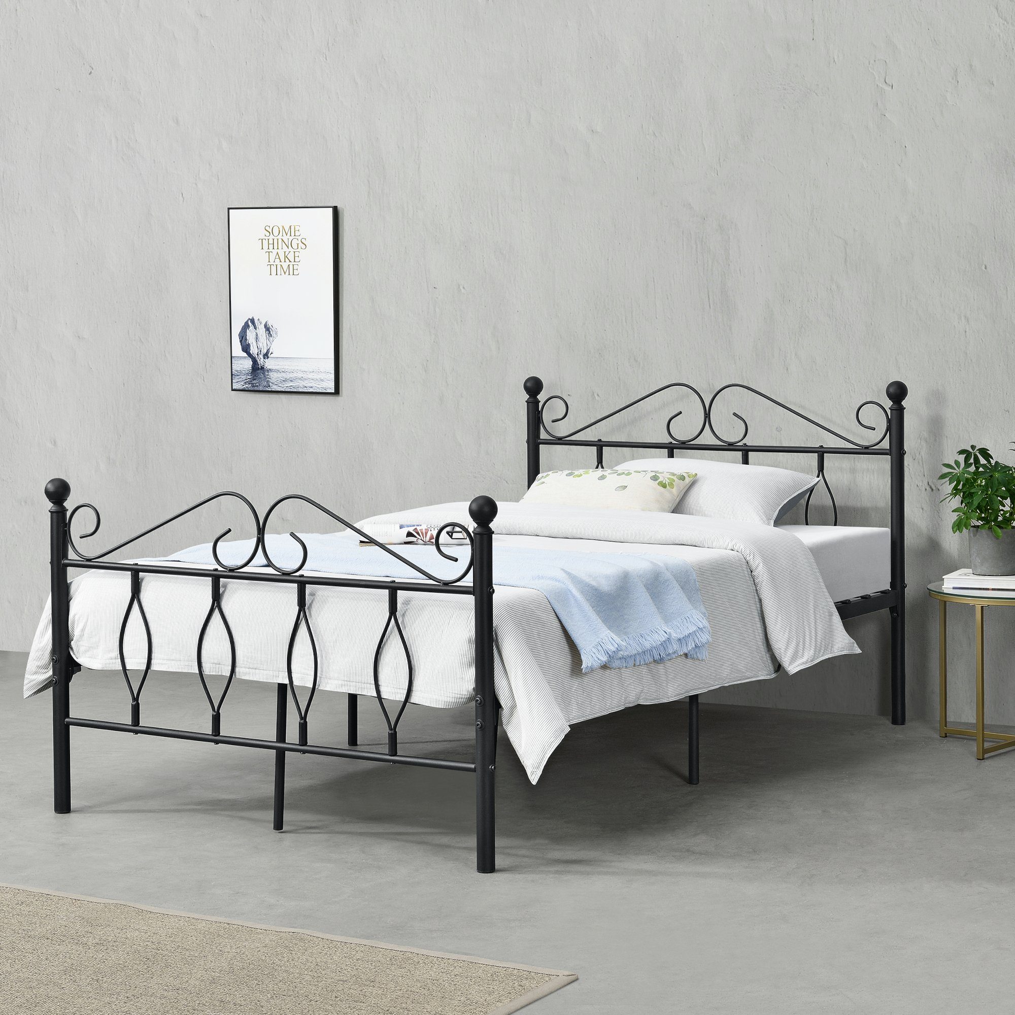 en.casa Metallbett, »Apolda« Metallbett mit Lattenrost schwarz 120x200 cm günstig online kaufen