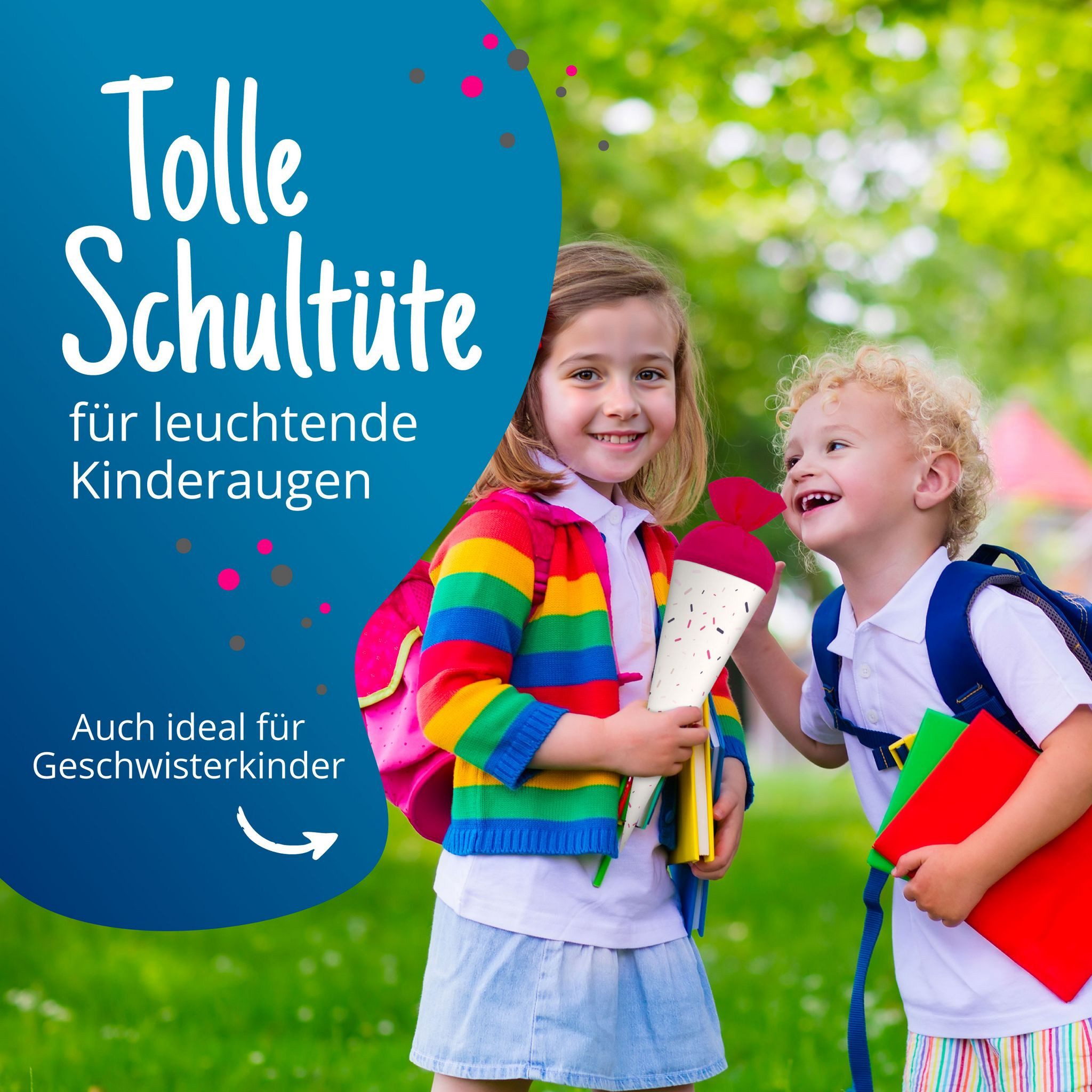 itenga Schultüte itenga Geschwister Schultüte 35cm "Muster Memphis" Rosa Lila Pastell