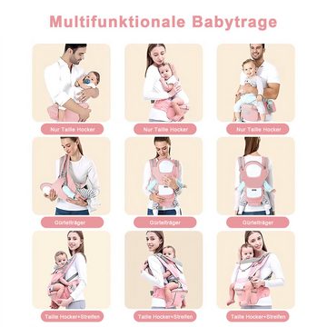 Jioson Bauchtrage Babytrage Verstellbare atmungsaktive Babytrage rosa (leichte Babytrage mit Hüftsitz, 1-tlg., 1-st), für Neugeborene und Kleinkinder Ergonomische