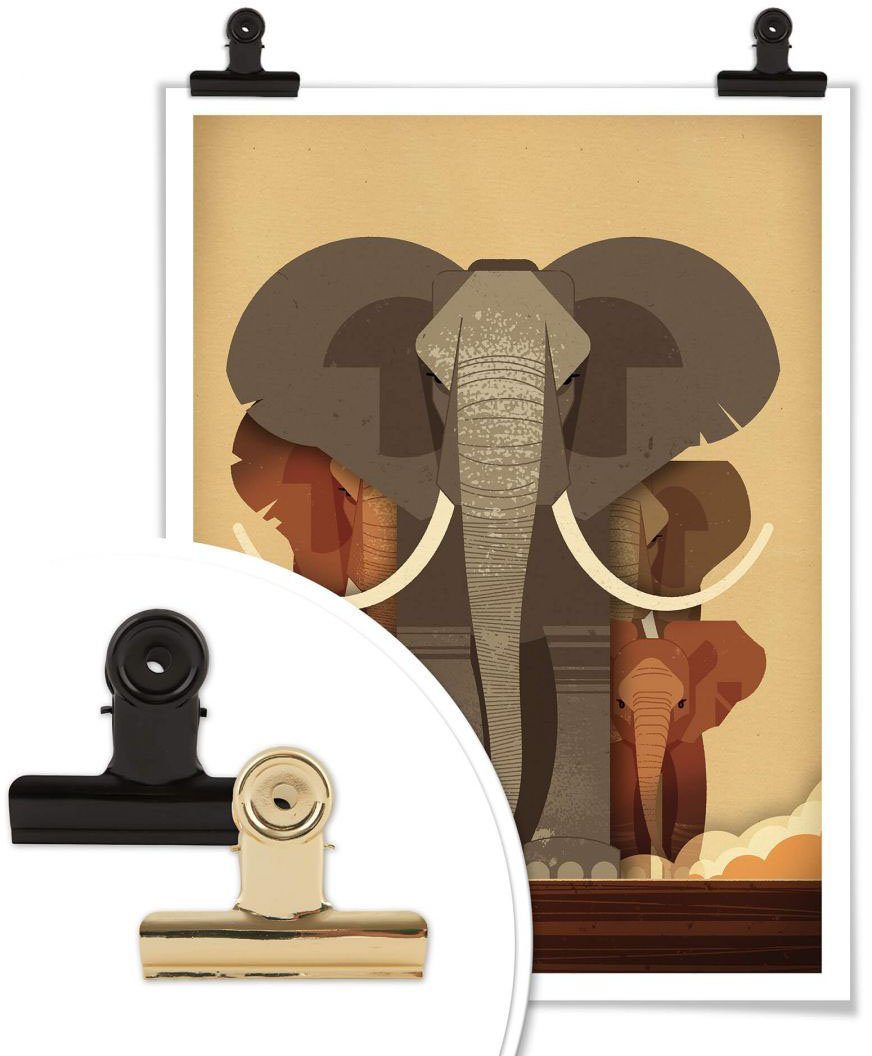 Wall-Art Poster Elephants, St), Poster, Elefanten Wandposter (1 Bild, Wandbild