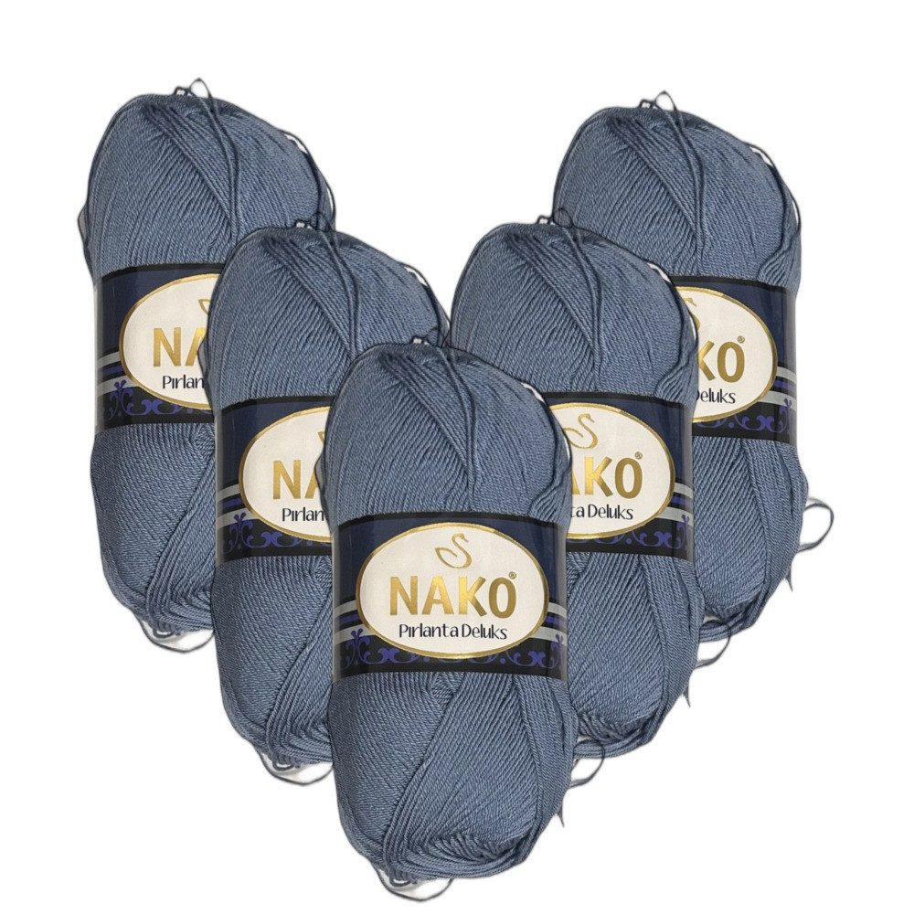 NAKO 5 x Nako Pirlanta Deluks Häkelwolle, 390 m, Strickgarn,Amigurumi,Häkelgarn