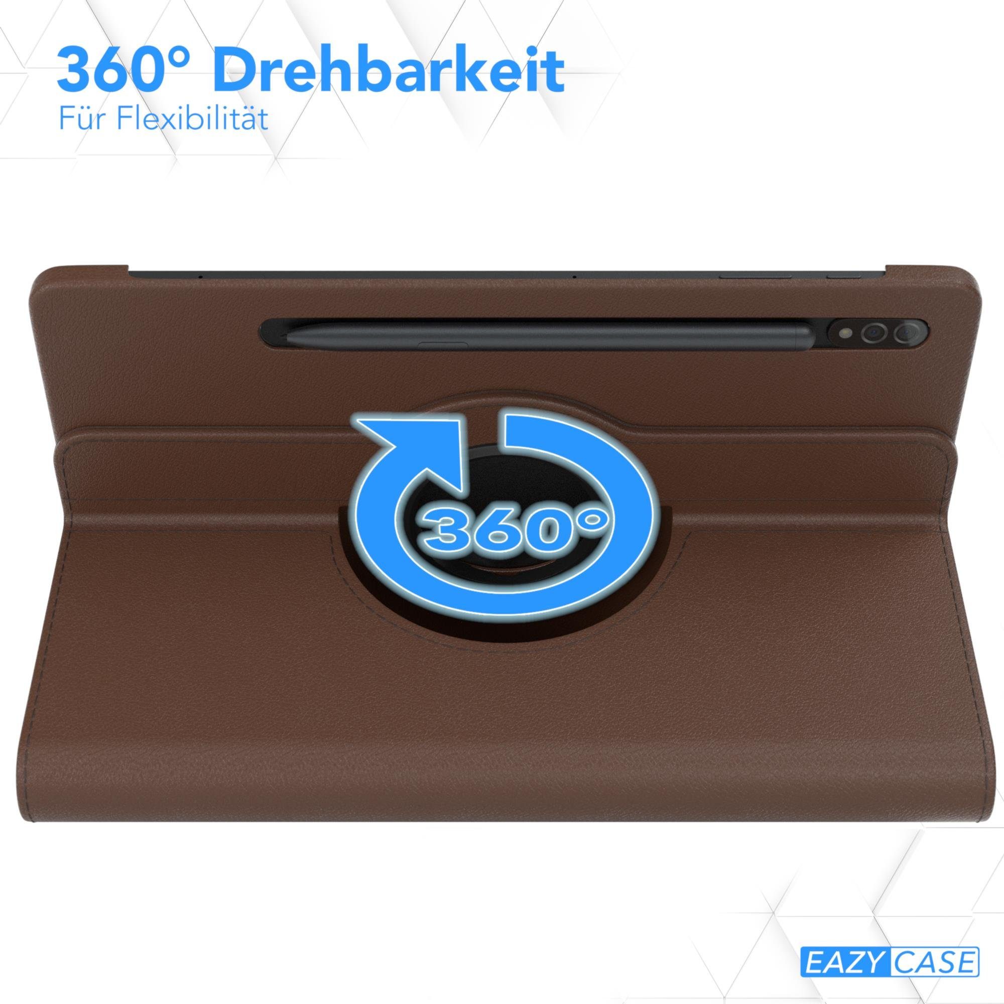 EAZY CASE Tablet-Hülle Rotation Case für Samsung Galaxy Tab S7 / Tab S8 11 Zoll, Schutztasche Tablet Case 360 Rotation Bookcover zum Aufstellen Braun