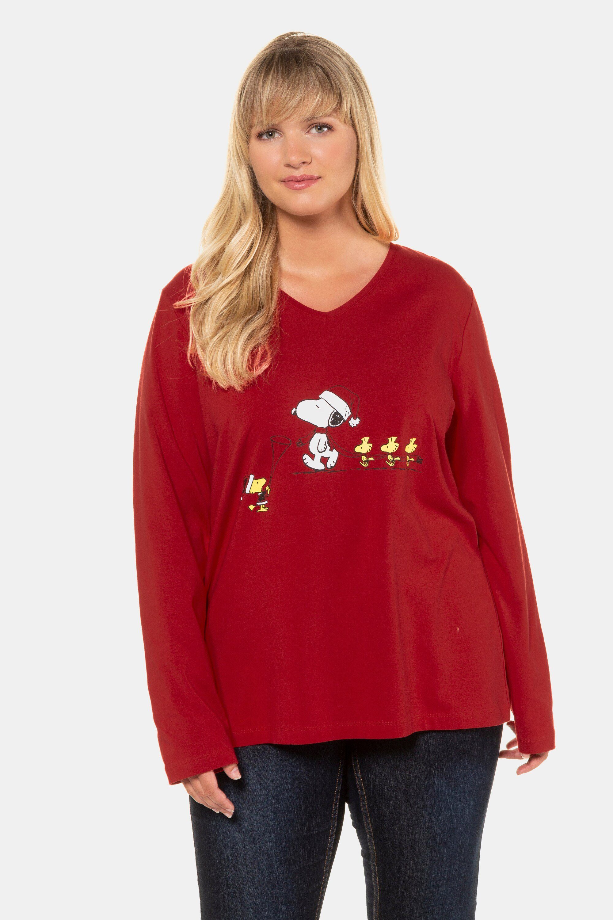 Ulla Popken Rundhalsshirt Weihnachts-Shirt Snoopy-Motiv Classic