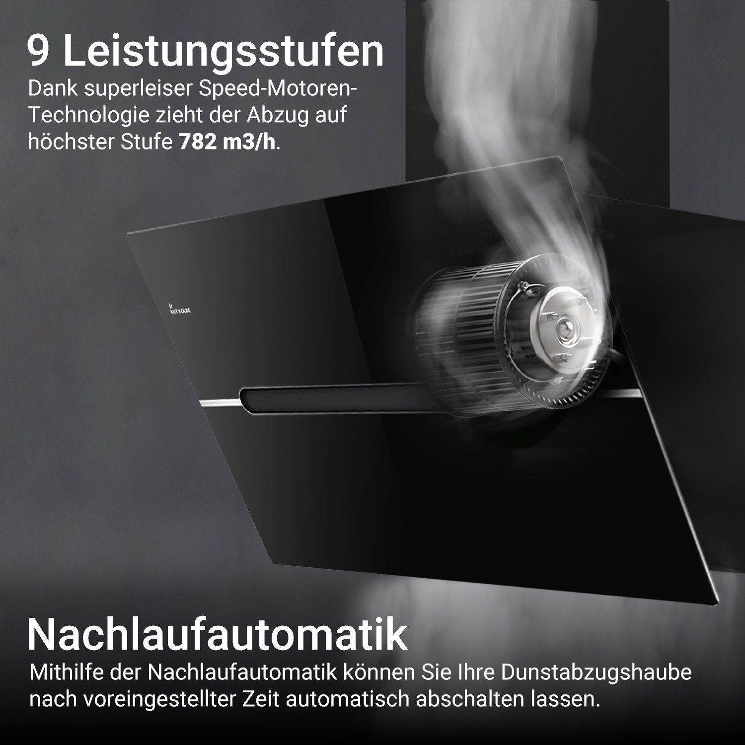 KKT KOLBE Wandhaube Dunstabzugshaube 60cm ECCO6005SM RGBW Ambientebeleuchtung Kopffrei / 60cm / Smarte WiFi-App / Schwarz / Glas / Schräghaube – Bild 4 von 5