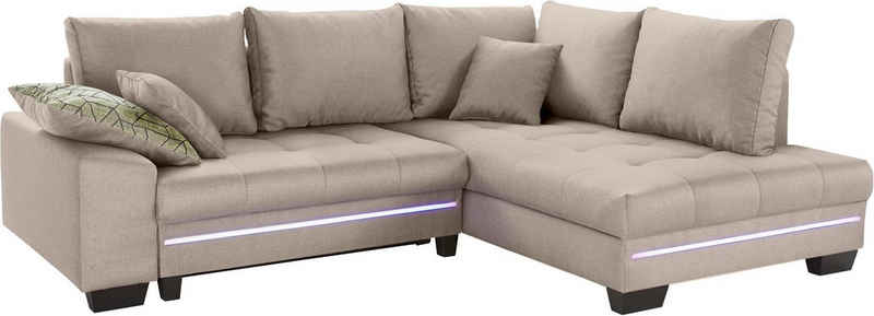 Mr. Couch Ecksofa Nikita 2, wahlweise mit Kaltschaum (140kg Belastung/Sitz), mit RGB-Beleuchtung